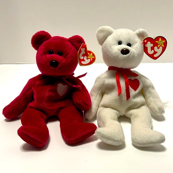 Rare Set Valentino+Valentina Beanie Babies! - Picture 1 of 12